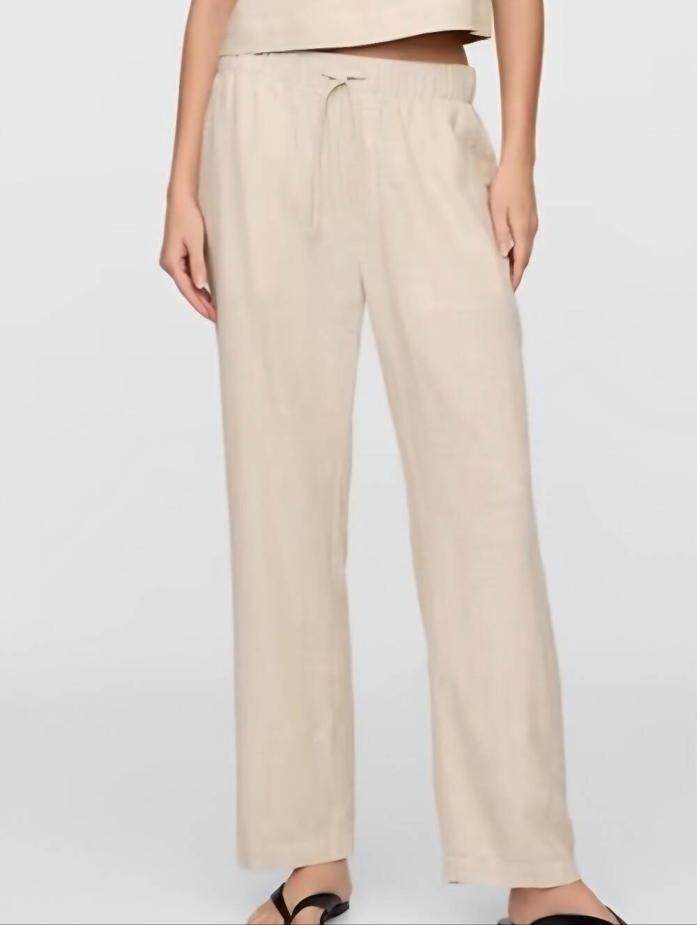 THE GAP FACTORY Linen-Blend Drawstring Wide Leg Pants — Cream